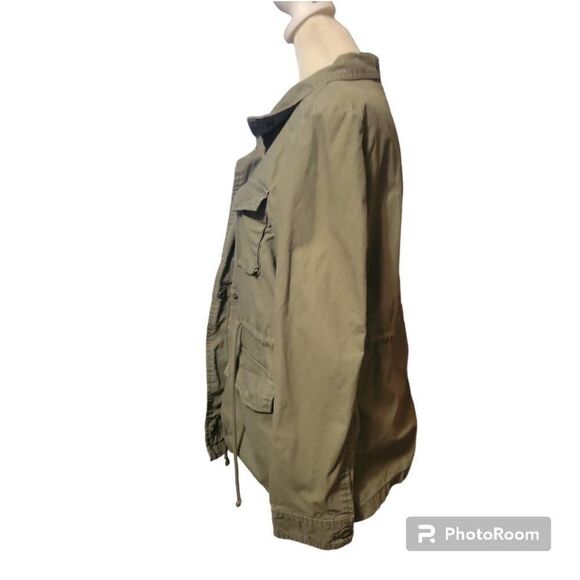 Old Navy Army Jacket with Pockets, Drawstring and Zipper - Picture 3 of 7